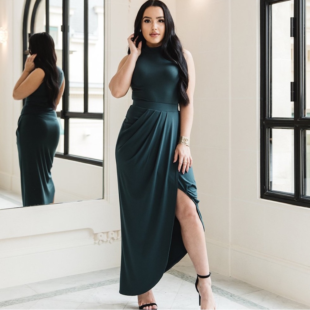 Marste Fashion Nairobi Faux Wrap Maxi Skirt - Size Small (4-6), Teal Blue
